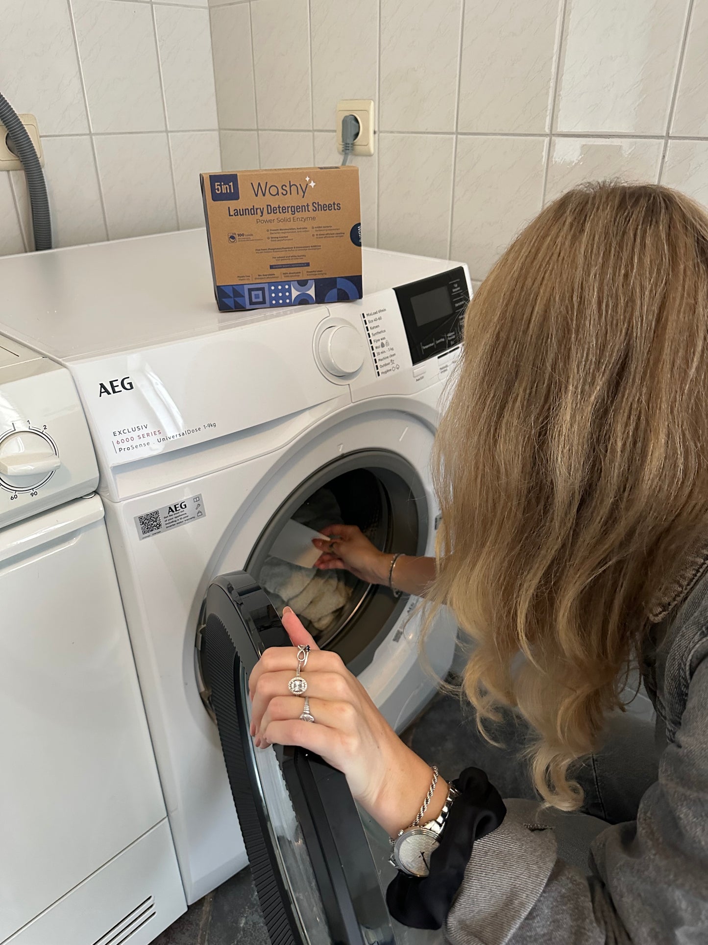 Washy® strips Kersengeur- Wasmiddeldoekjes voor Witte, Gekleurde en Zwarte Was - (100 wasbeurten)