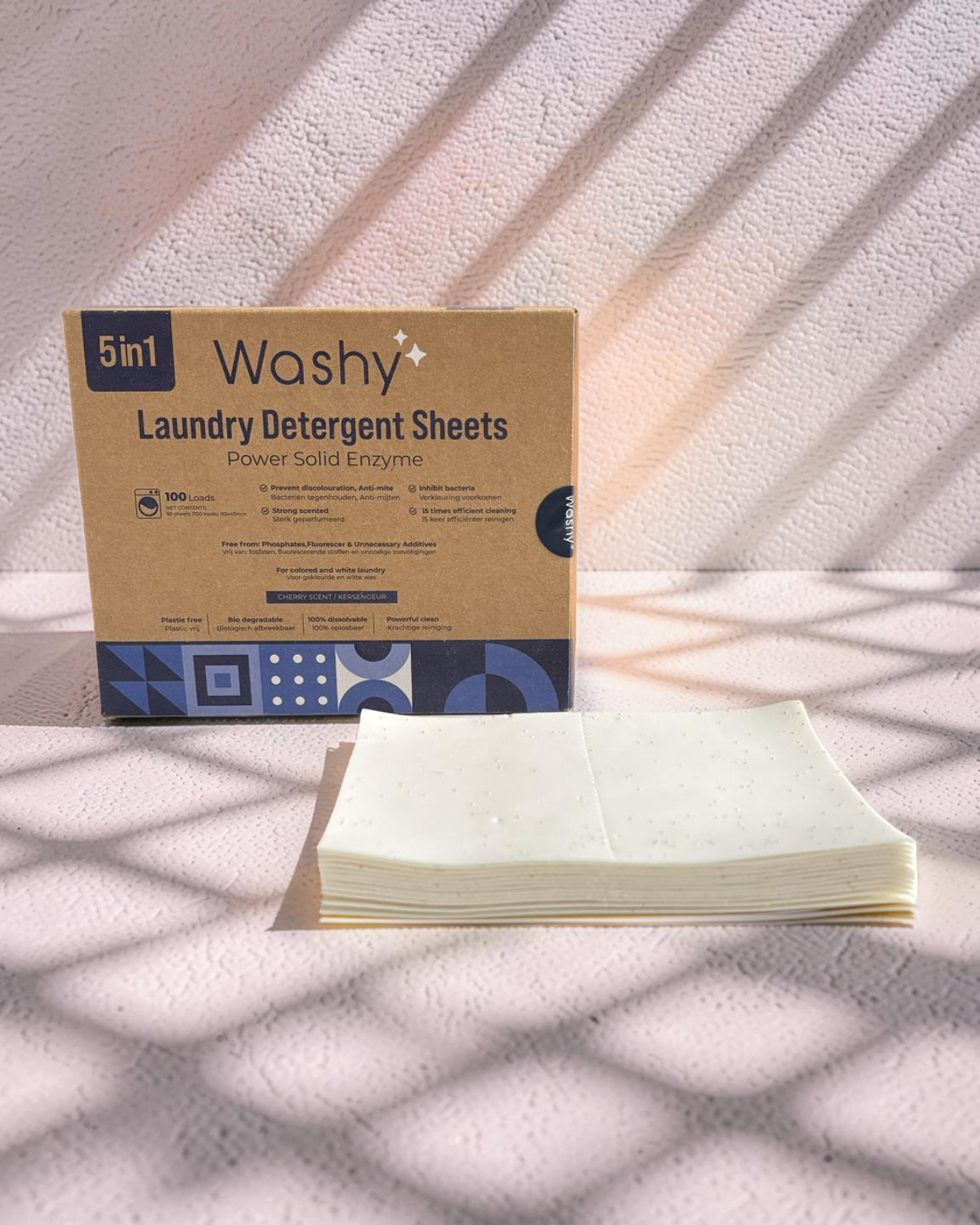 Washy® Milieuvriendelijke Wasstrips - Kersengeur (100 Wasjes)